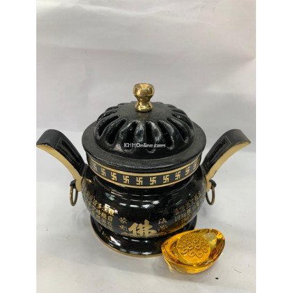 5寸黑佛字檀香炉